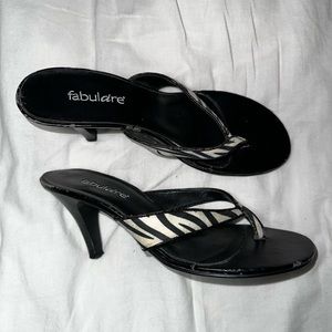 Vintage black, zebra kitten heel